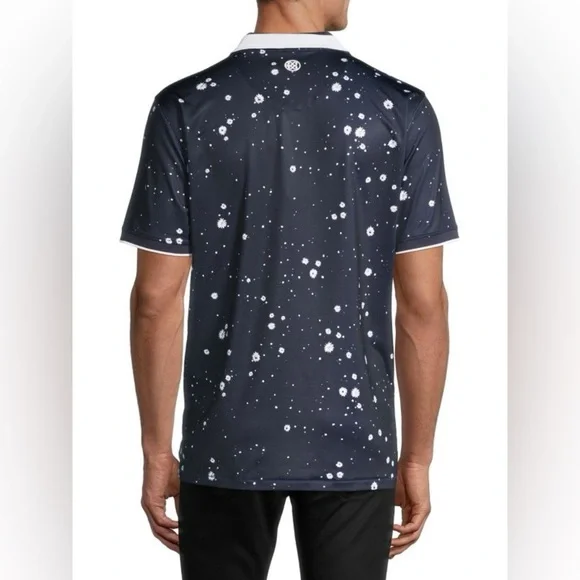G/FORE Navy Splatter Print Short Sleeve Golf Polo Extra Large - Picture 2 of 11
